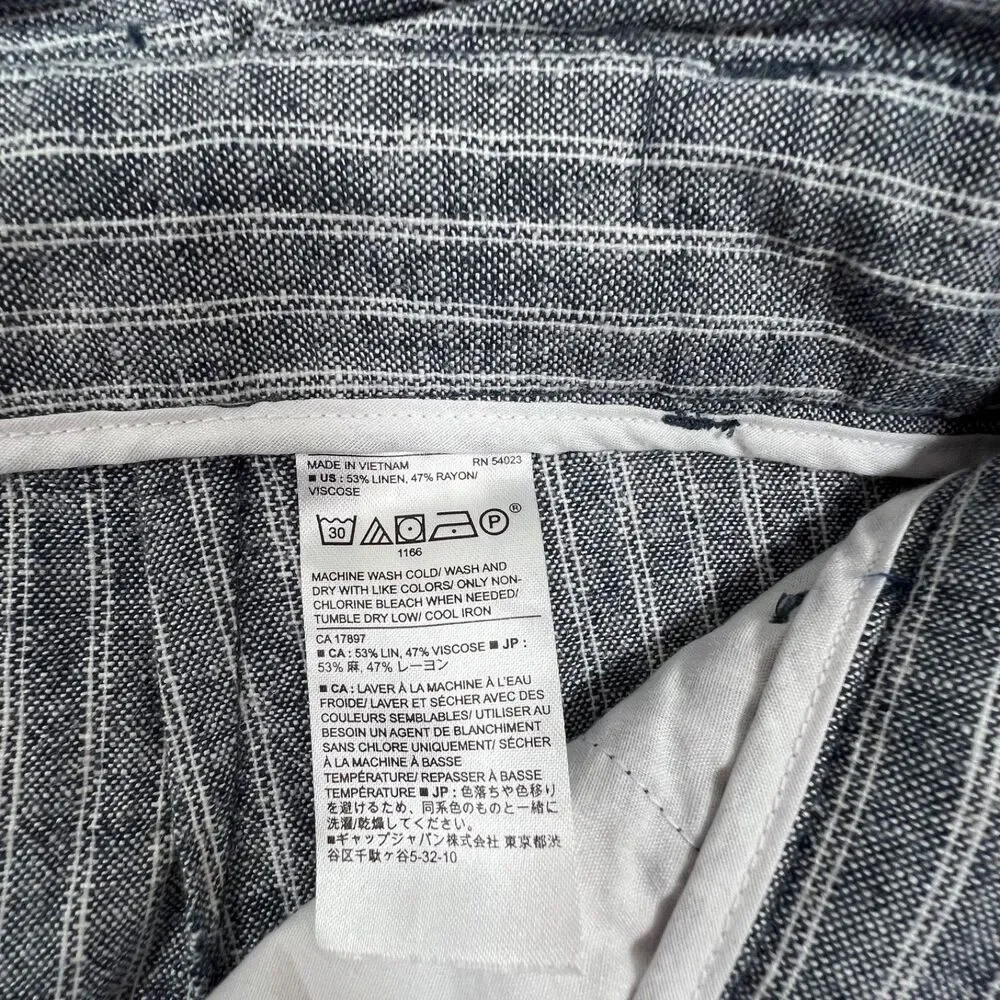 Banana Republic Striped Paperbag Wide Leg Pants Linen Blend Summer Coastal Sz 6